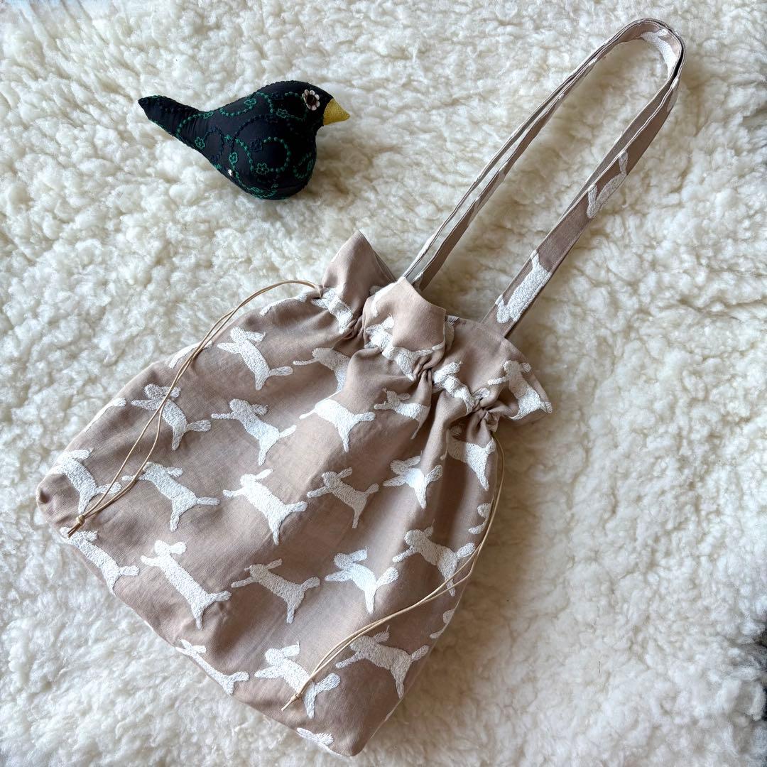 ミナペルホネン生地使用 ✳︎ run run run 巾着バッグ