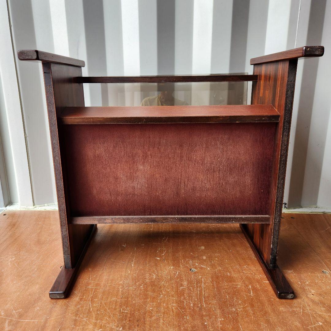 ヴィンテージ　コーヒーテーブル　ローズウッド x スモークガラス サイドテーブル