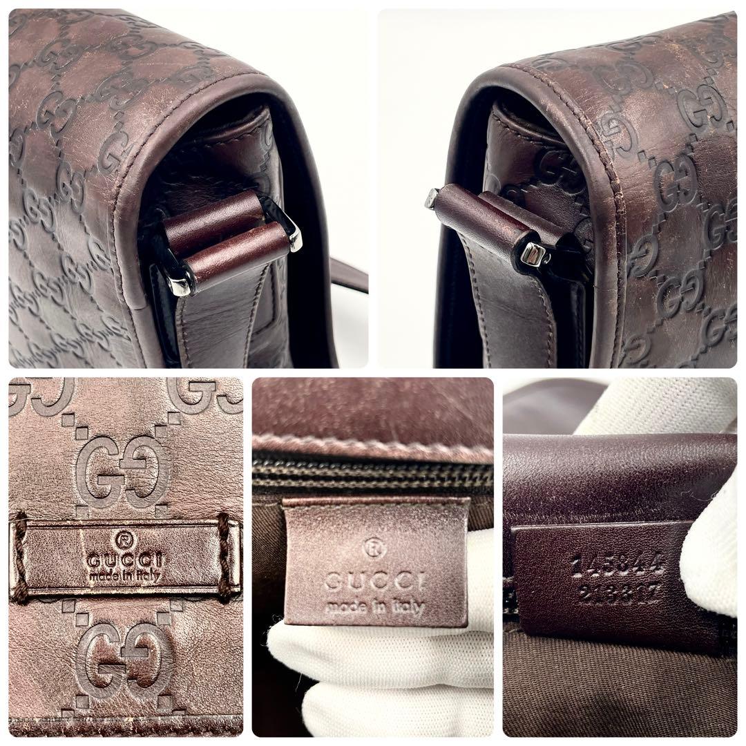【美品】GUCCIグッチシマレザー メッセンジャーバッグ メンズ クロスボディ