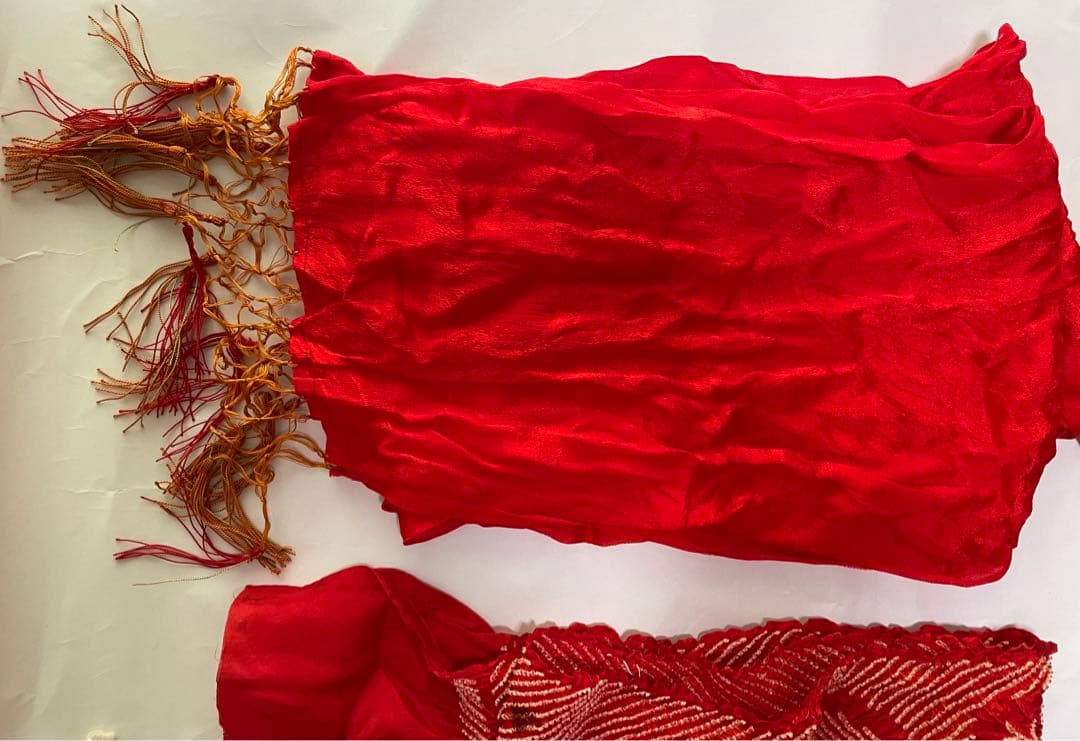 七五三♡女の子　七歳　着物&小物セット　群青色　オレンジ