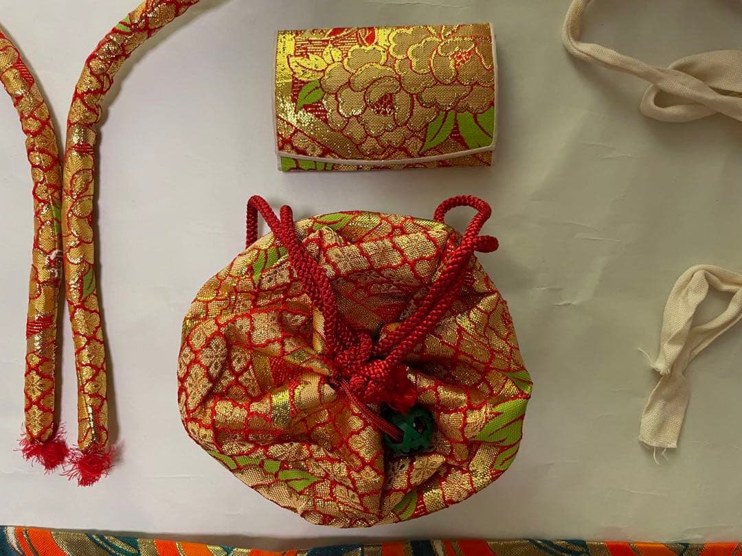 七五三♡女の子　七歳　着物&小物セット　群青色　オレンジ