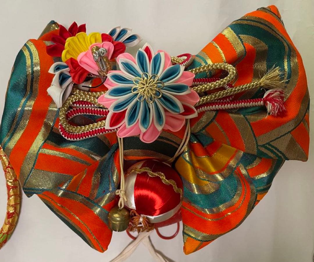 七五三♡女の子　七歳　着物&小物セット　群青色　オレンジ