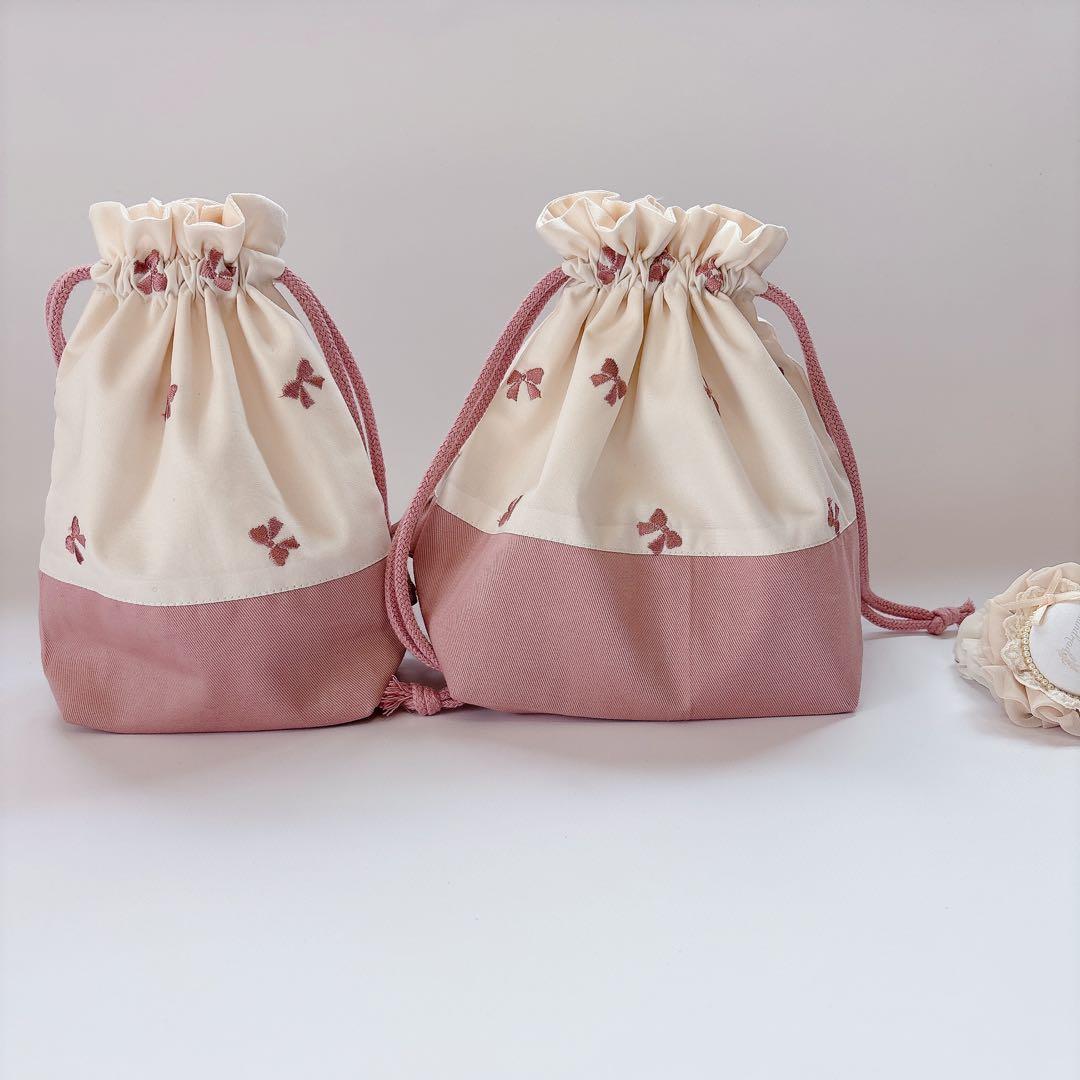 アリエルちゃん様　ハートキルト　レッスンバッグ　上履き袋　キルティング　ヌビ