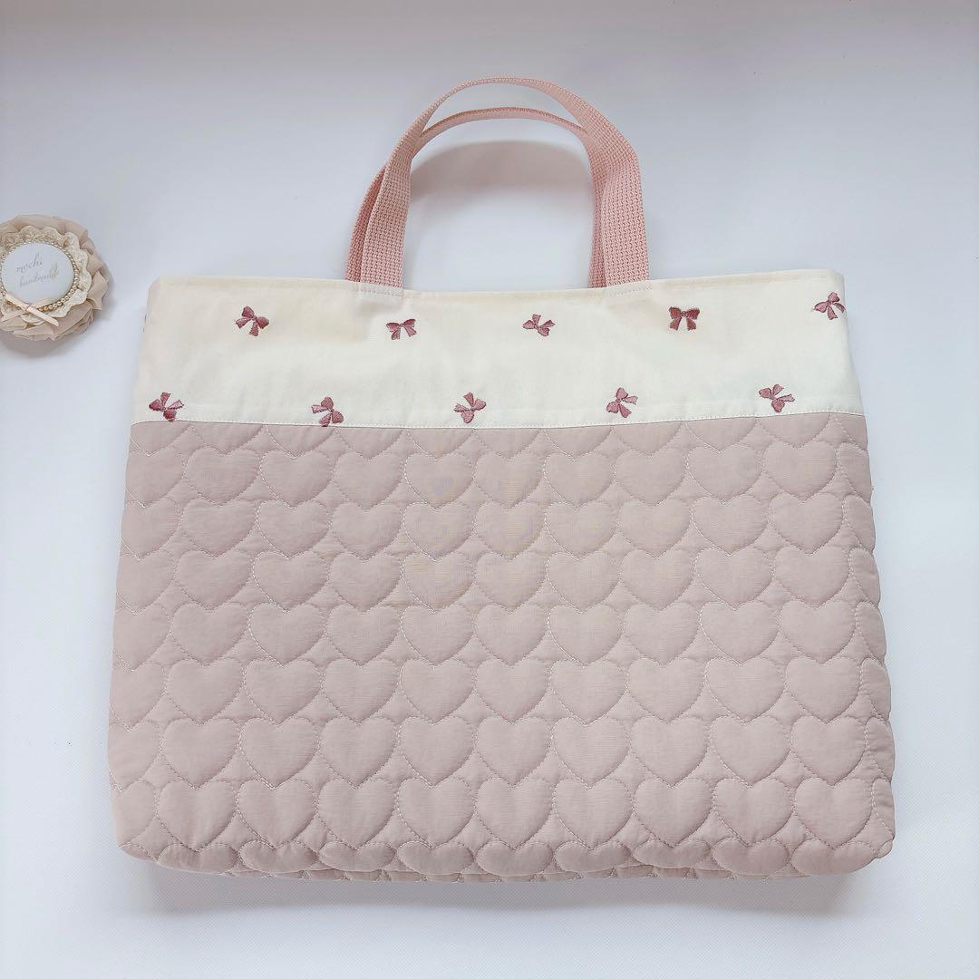 アリエルちゃん様　ハートキルト　レッスンバッグ　上履き袋　キルティング　ヌビ