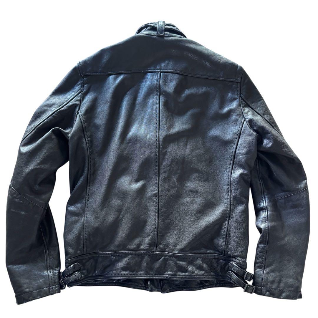 極美品　ナノユニバース　羊革　本革　シングル　ライダースジャケット　ブラック　L