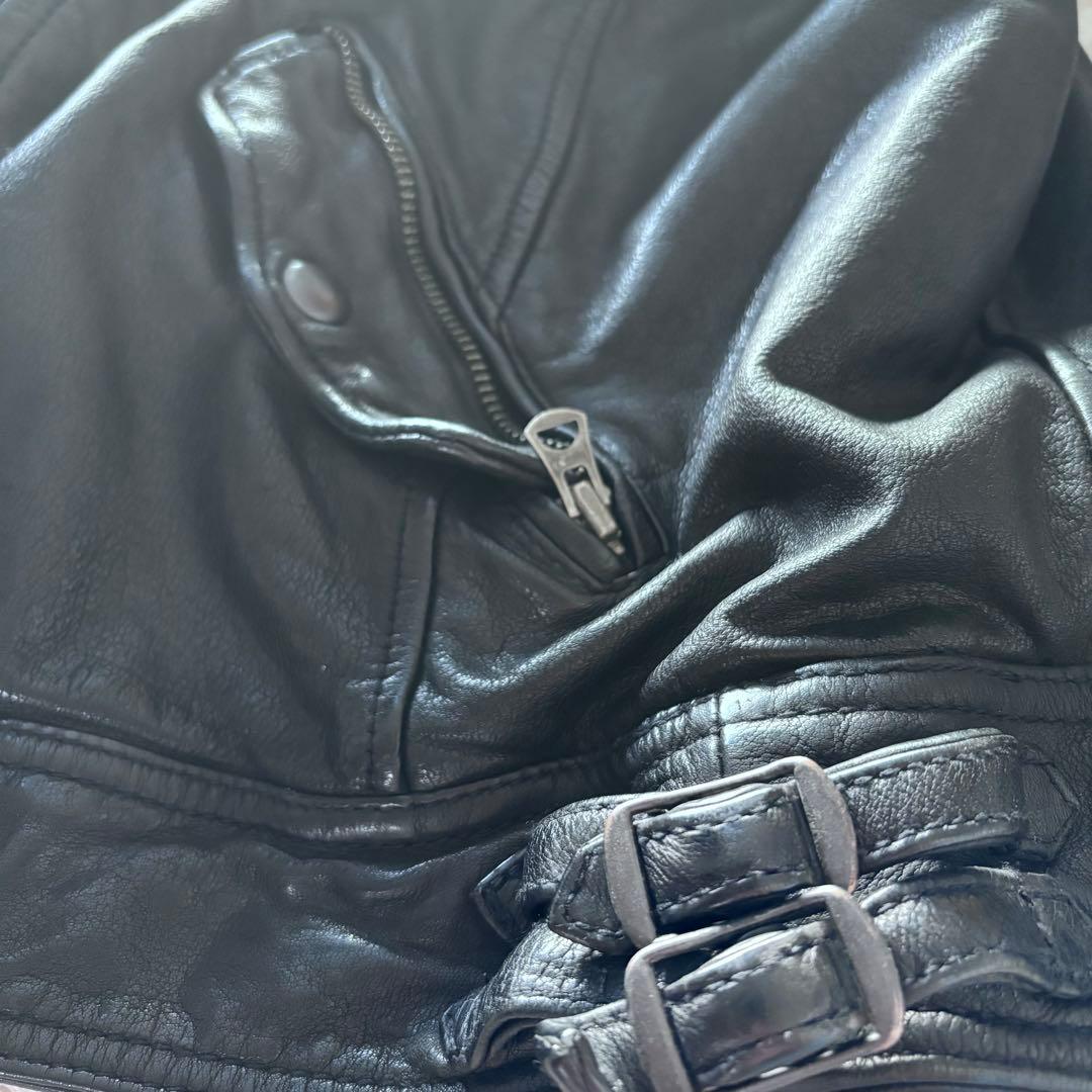 極美品　ナノユニバース　羊革　本革　シングル　ライダースジャケット　ブラック　L