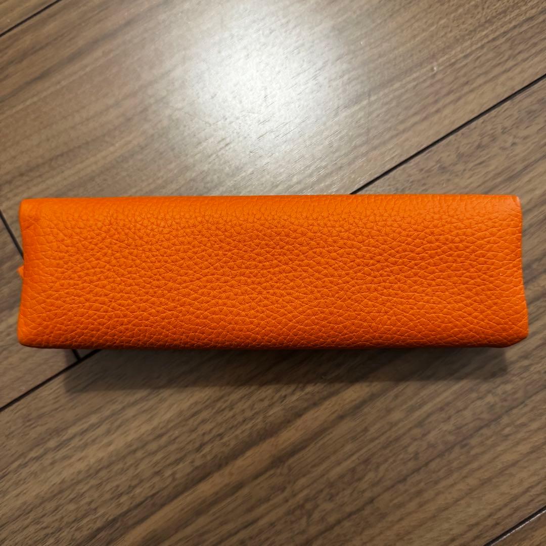 【美品】ボナペンチュラ オレンジ　レザーペンケース