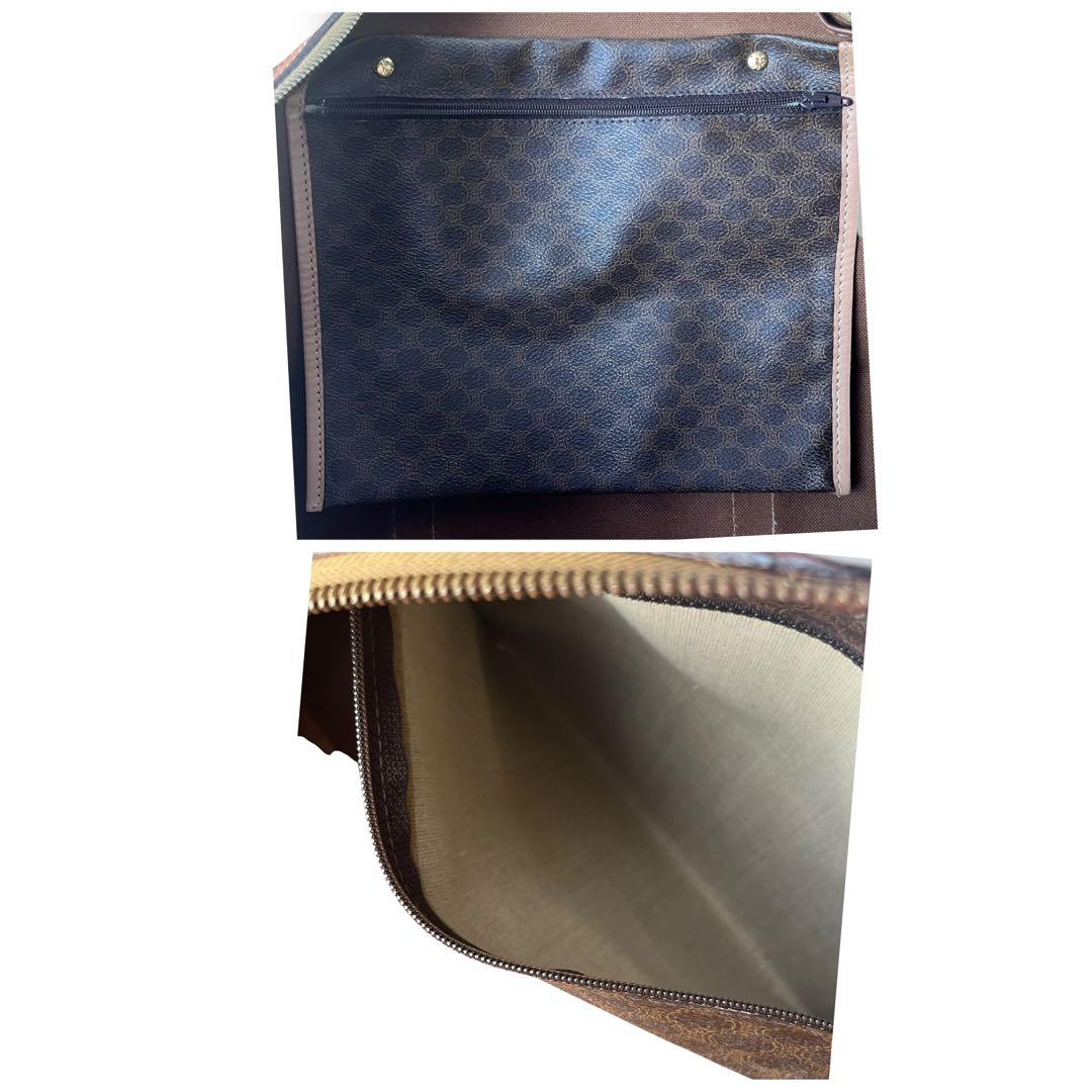 セリーヌ✨ヴィンテージ ✨マカダム ボストンバッグ ブラウン レザー PVC