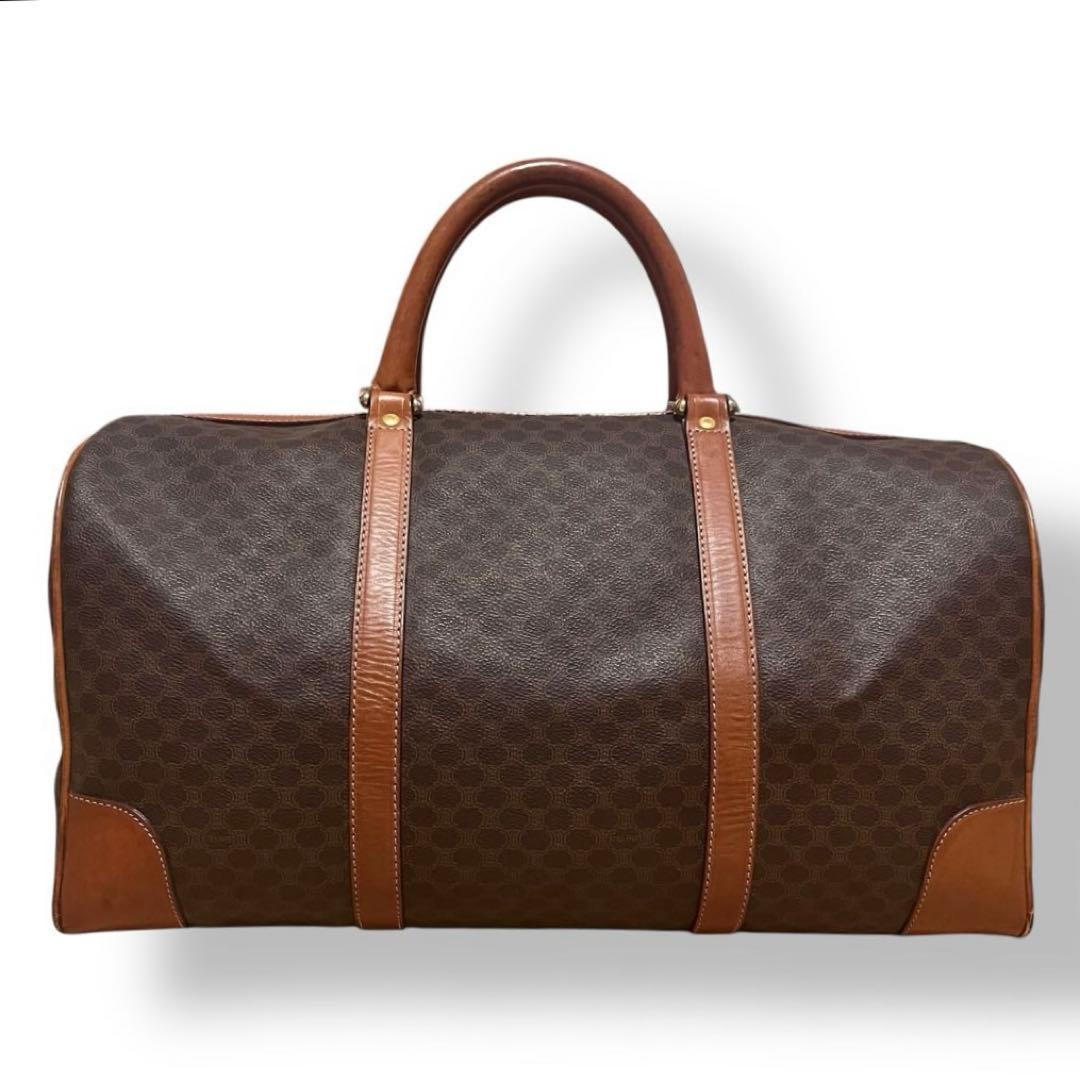 セリーヌ✨ヴィンテージ ✨マカダム ボストンバッグ ブラウン レザー PVC