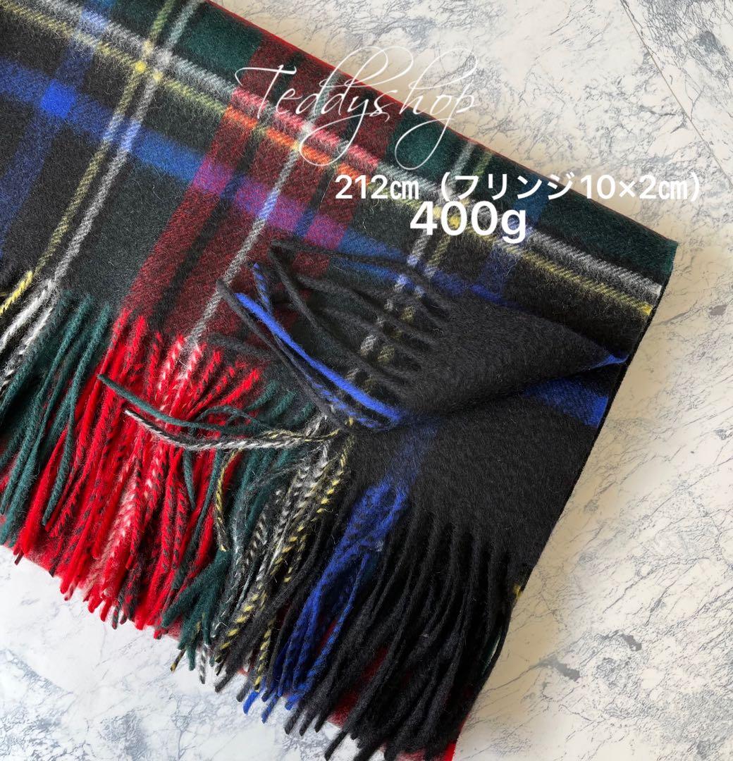 極上カシミヤ100%☆大判 ストール☆ ブラックチェック