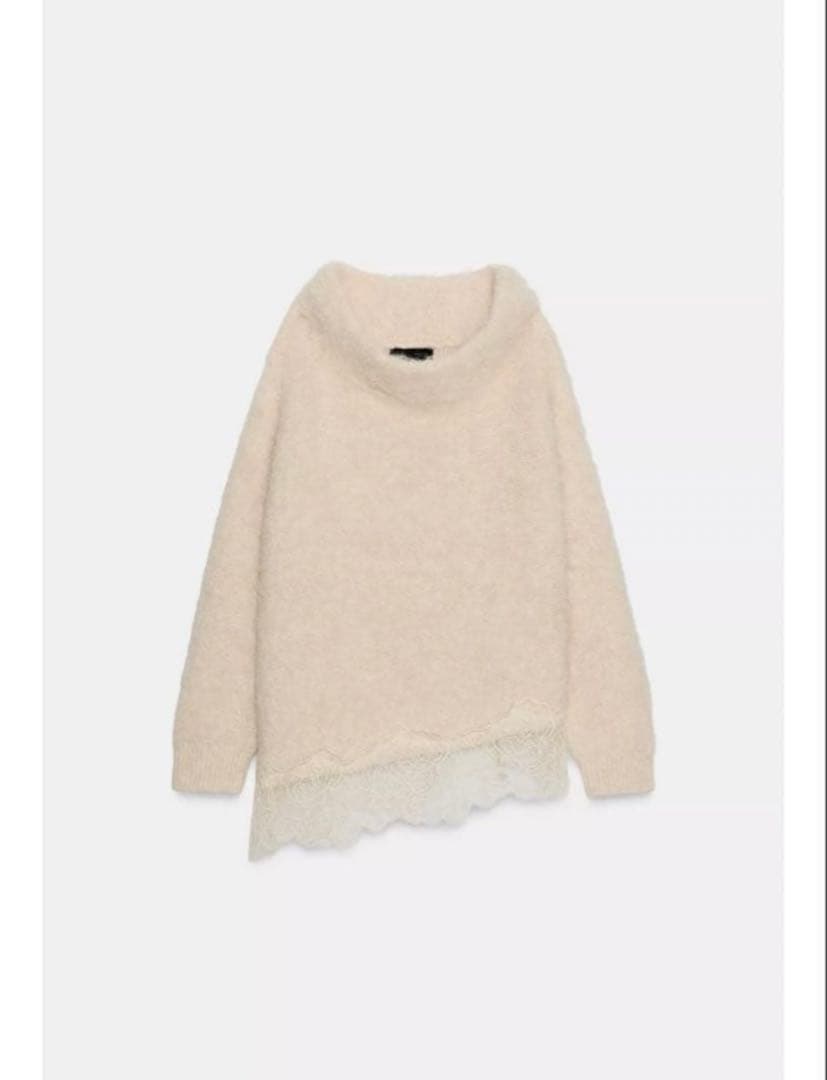 ZARA レースコンビニットセーター S エクリュ 未使用品