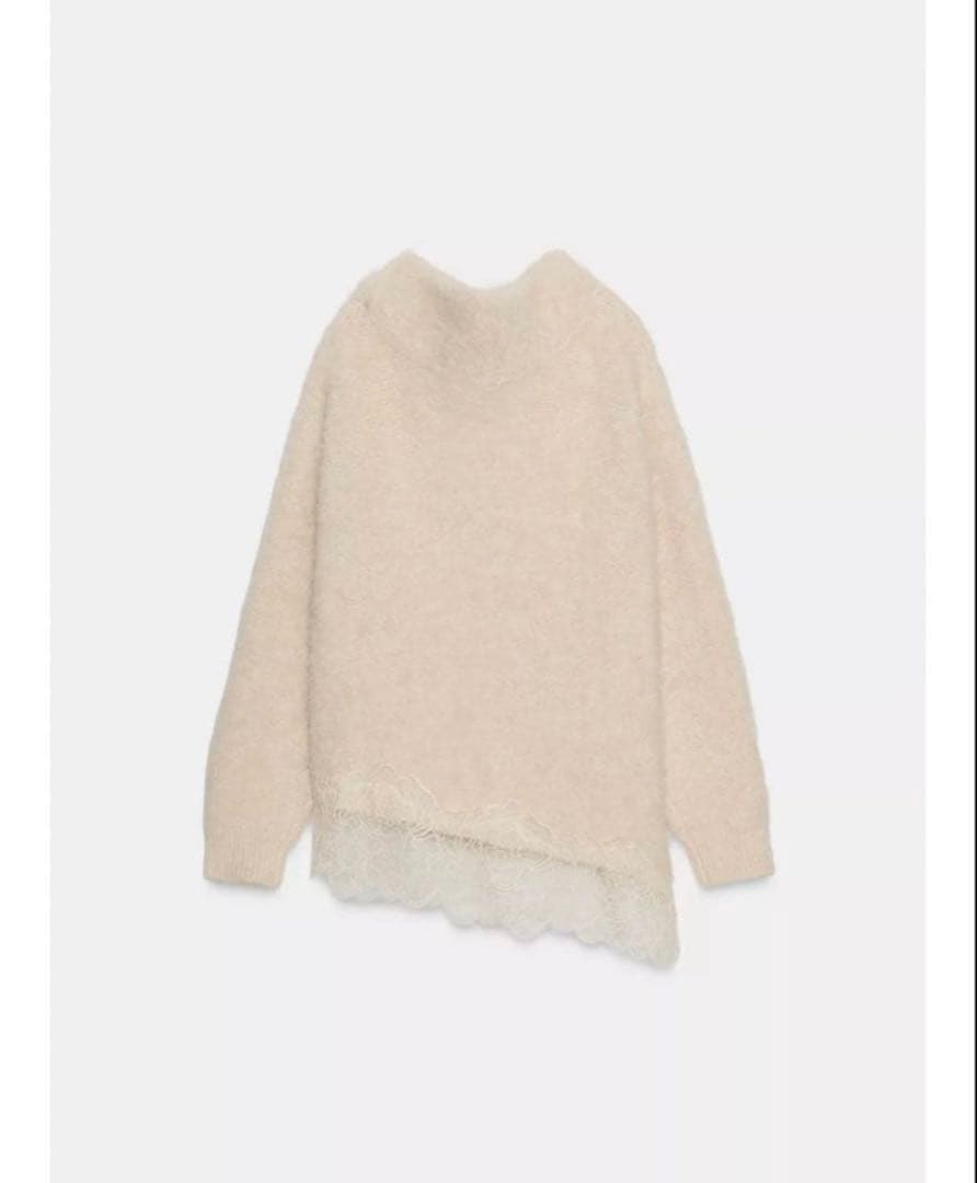 ZARA レースコンビニットセーター S エクリュ 未使用品