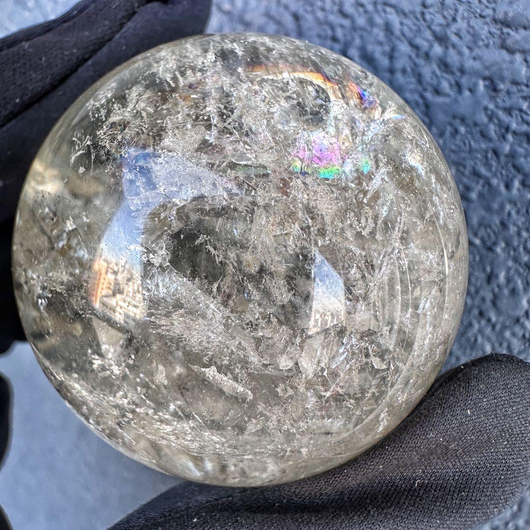 【金運·商売❗️ 】別格高級品❗️シトリン黄水晶 丸玉レインボー☆天然石A1386