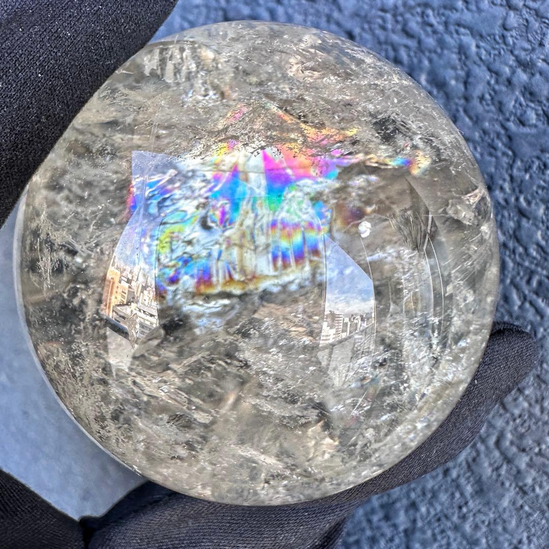 【金運·商売❗️ 】別格高級品❗️シトリン黄水晶 丸玉レインボー☆天然石A1386