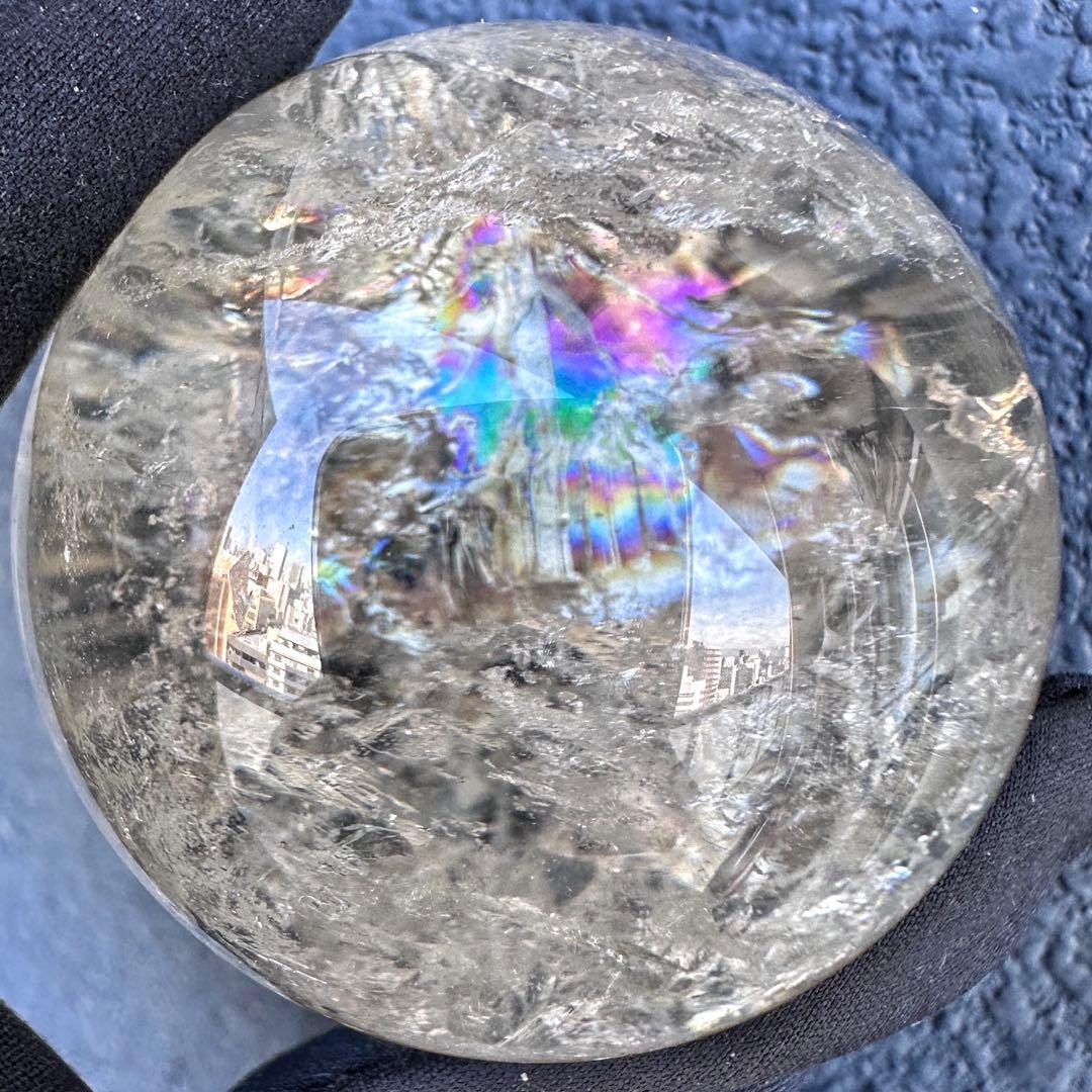 【金運·商売❗️ 】別格高級品❗️シトリン黄水晶 丸玉レインボー☆天然石A1386