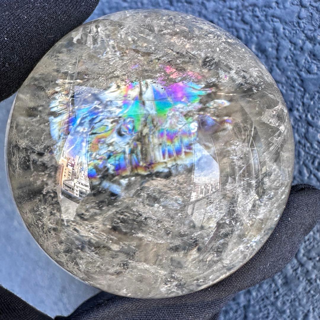 【金運·商売❗️ 】別格高級品❗️シトリン黄水晶 丸玉レインボー☆天然石A1386