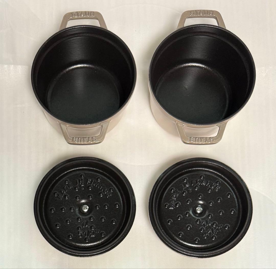 新品☆ピコ ココット ラウンド リネン 14cm 2個セット シリアルナンバー