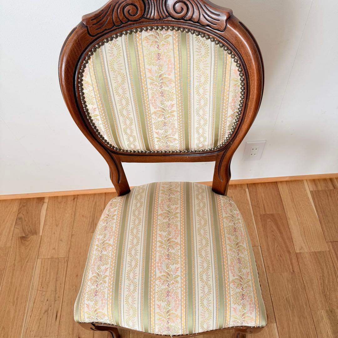 イタリア ダイニング アンティーク 木製チェア 猫足 象嵌 ロココ ヨーロッパ