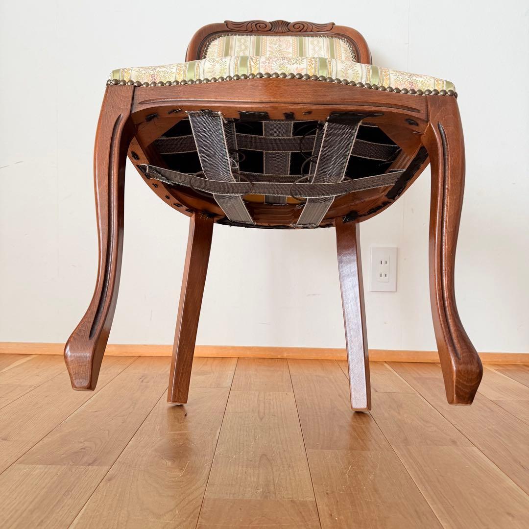 イタリア ダイニング アンティーク 木製チェア 猫足 象嵌 ロココ ヨーロッパ