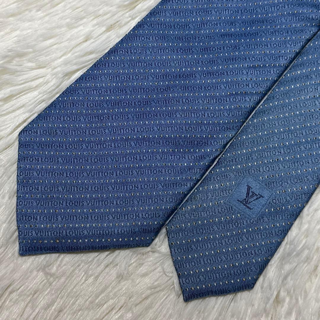 【美品】LOUIS VUITTON ネクタイ　高級シルク　文字ロゴ