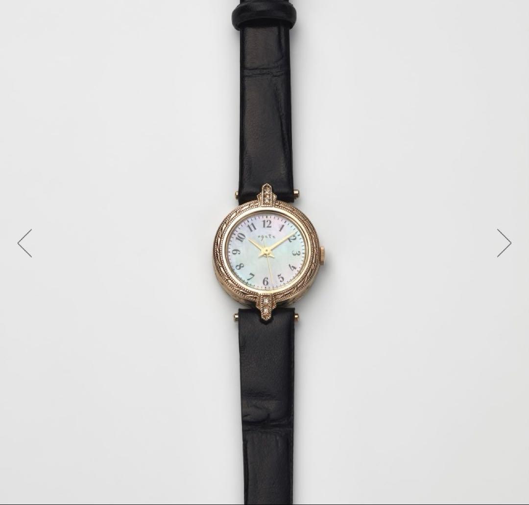 ミモザ ！アガット　agete ラウンドフェイス革ベルトウォッチ　時計