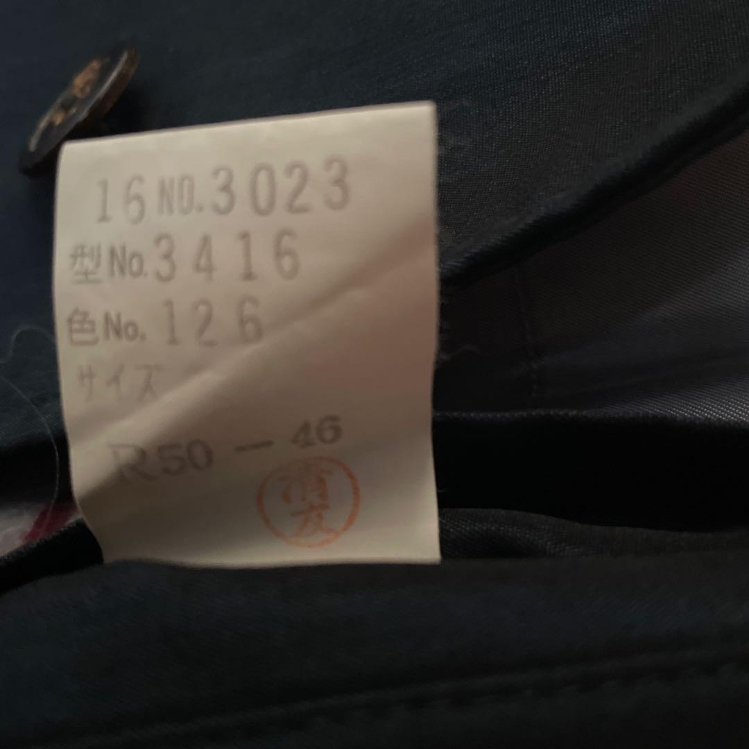 LANVIN ネイビー ステンカラーコート L ウール　シルク