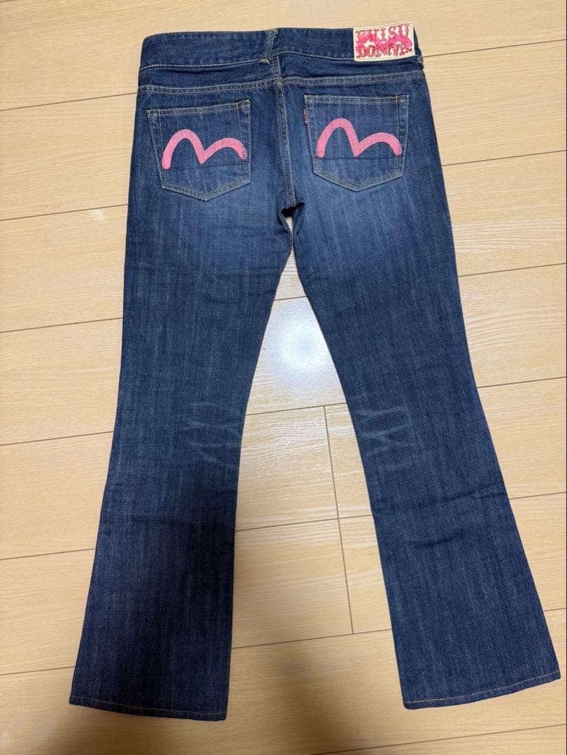 EVISU ブーツカットデニム ピンクペイント