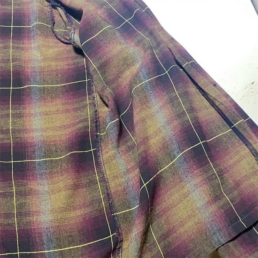 【好配色】希少60’s USA製オンブレネルシャツ茶 レーヨンL Box型 美品