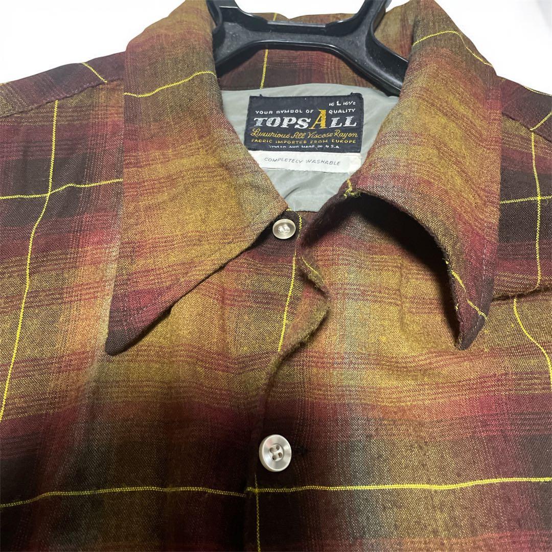 【好配色】希少60’s USA製オンブレネルシャツ茶 レーヨンL Box型 美品