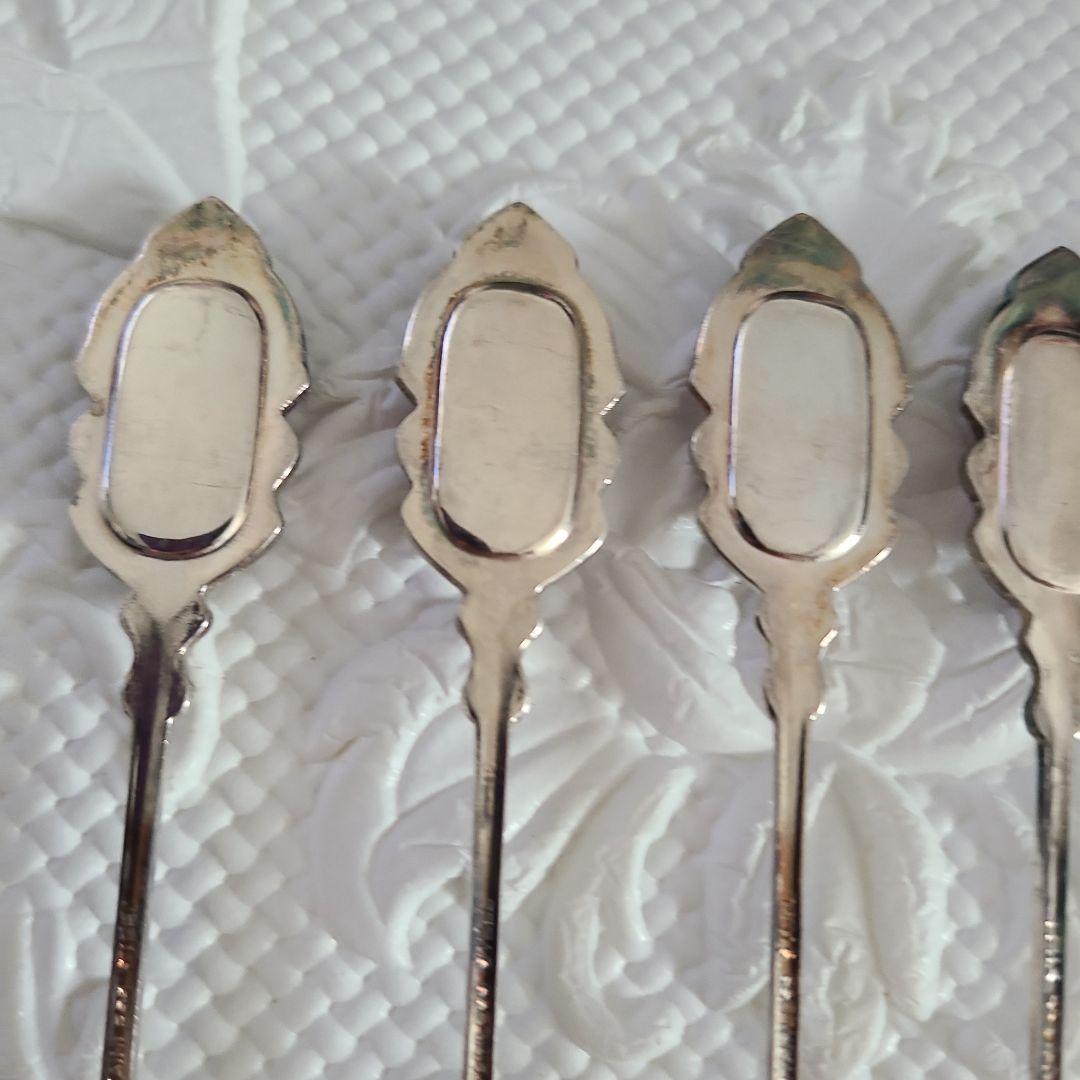 中古【 七宝焼 】銀メッキ 花 ローズ アンティーク 昭和レトロ フォーク