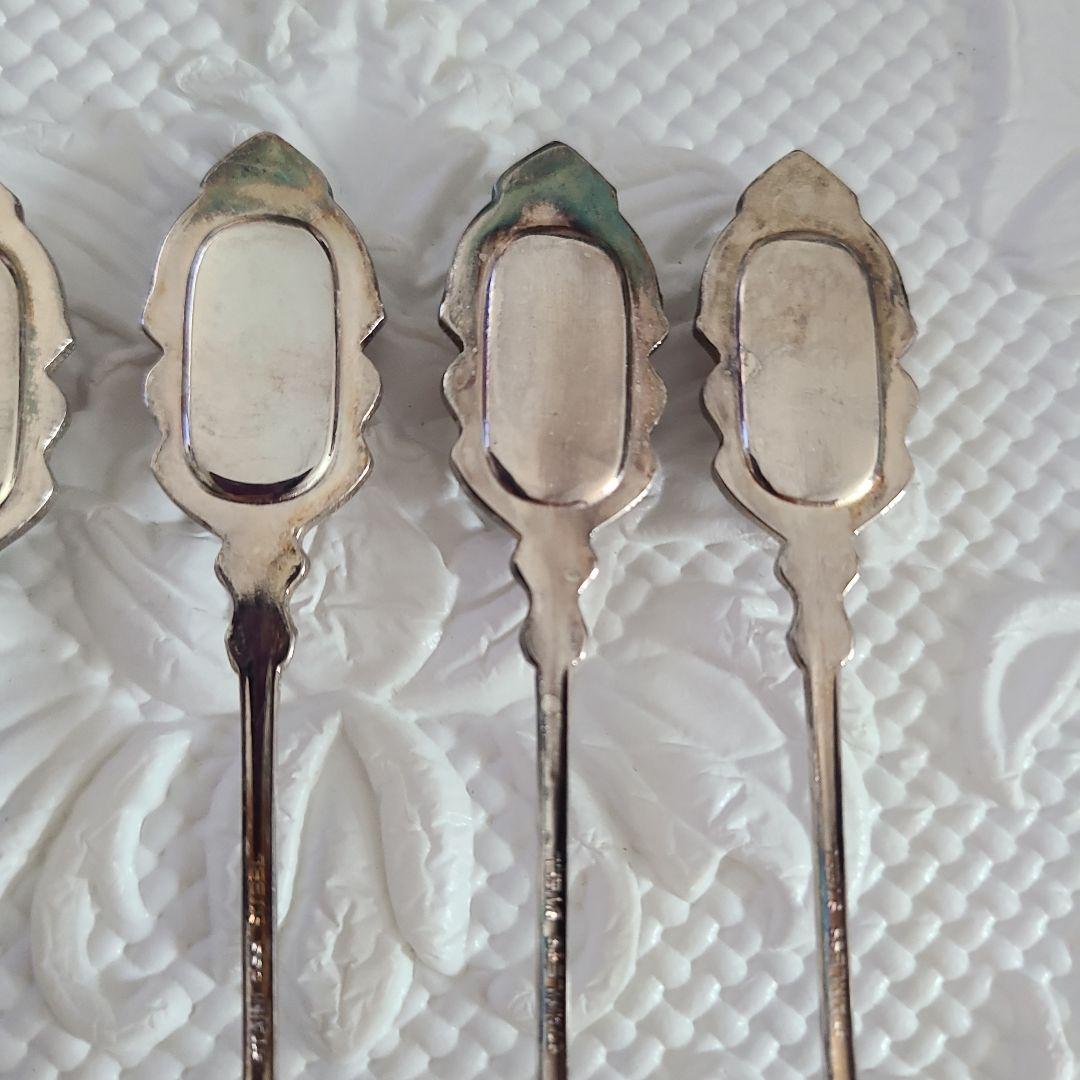 中古【 七宝焼 】銀メッキ 花 ローズ アンティーク 昭和レトロ フォーク