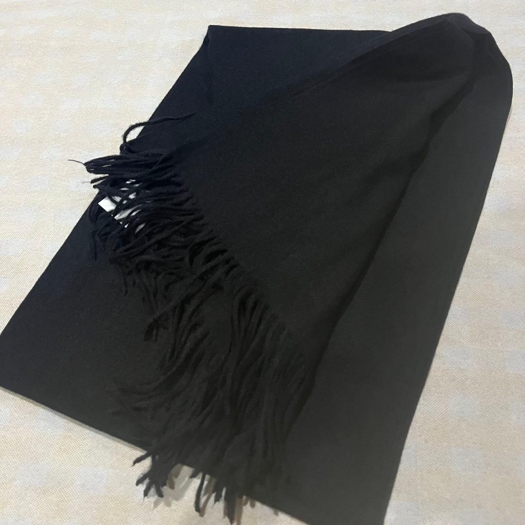 る*も様 美品 ジョンストンズ カシミヤ100％ 大判ストール ミッド ブラック