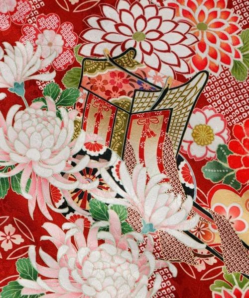 七五三 3歳 着物ワンピース キャサリンコテージ チュールフリル 被布（赤）