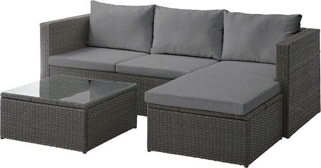 人工ラタンガーデンソファセット幅202cm カウチソファー テーブル（594）