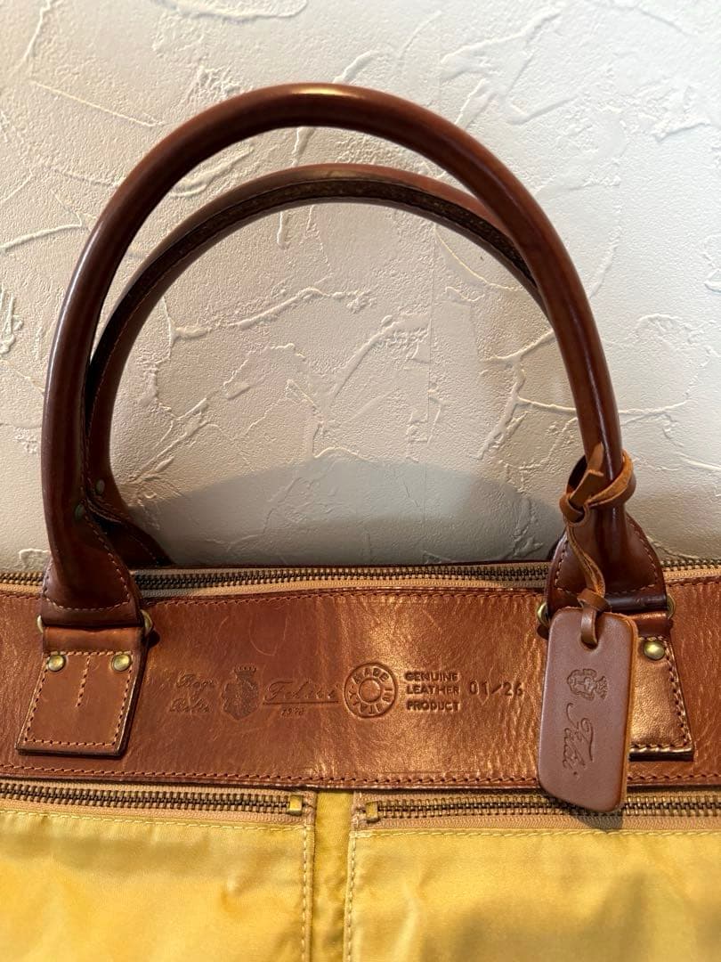 H*T様 美品フェリージ Felisi01/26 ナイロン×レザートートバッグ