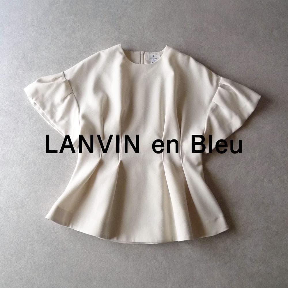 美品 ランバンオンブルー 2万 ペプラムブラウス ホワイト ギャザーブラウス