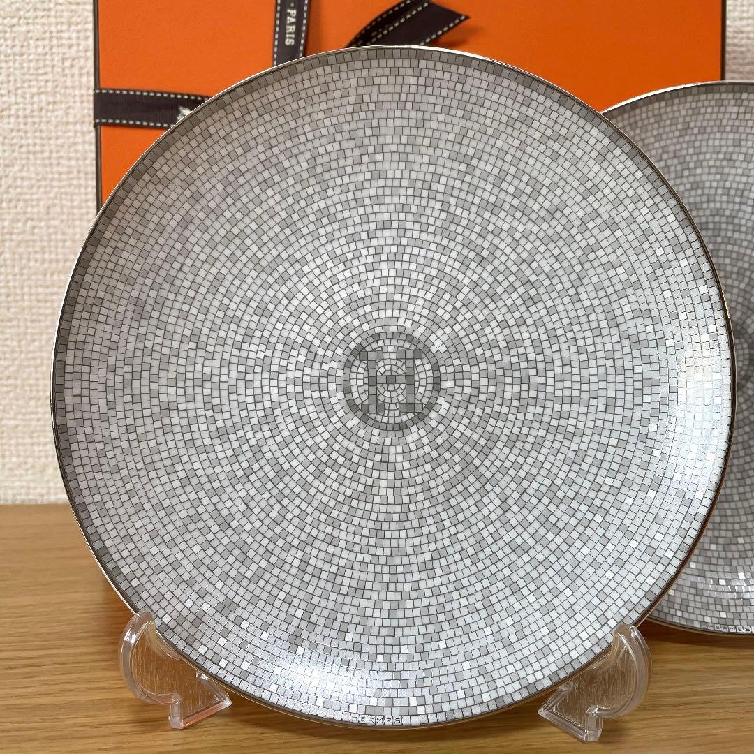 【新品　ギフト包装】エルメス モザイク プラチナ パンプレート　16cm