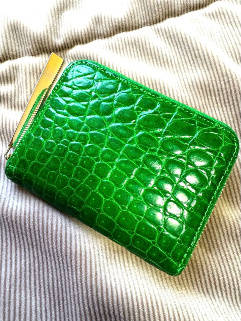 最終値下げ！！　クロコダイル　池田工芸　シャイニンググリーン　ミニ財布