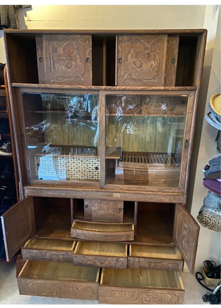 値下げしました！欅&スギ　　茶箪笥　木製品　高級家具　アンティーク　木目　棚