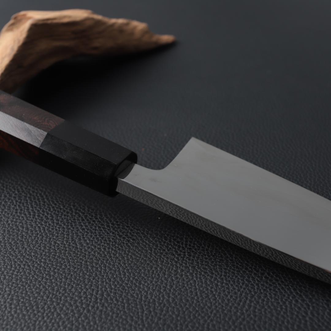 10780 出刃包丁 5寸 鏡面仕上げ 刺身包丁 本出刃 黒檀黒水牛角八角柄