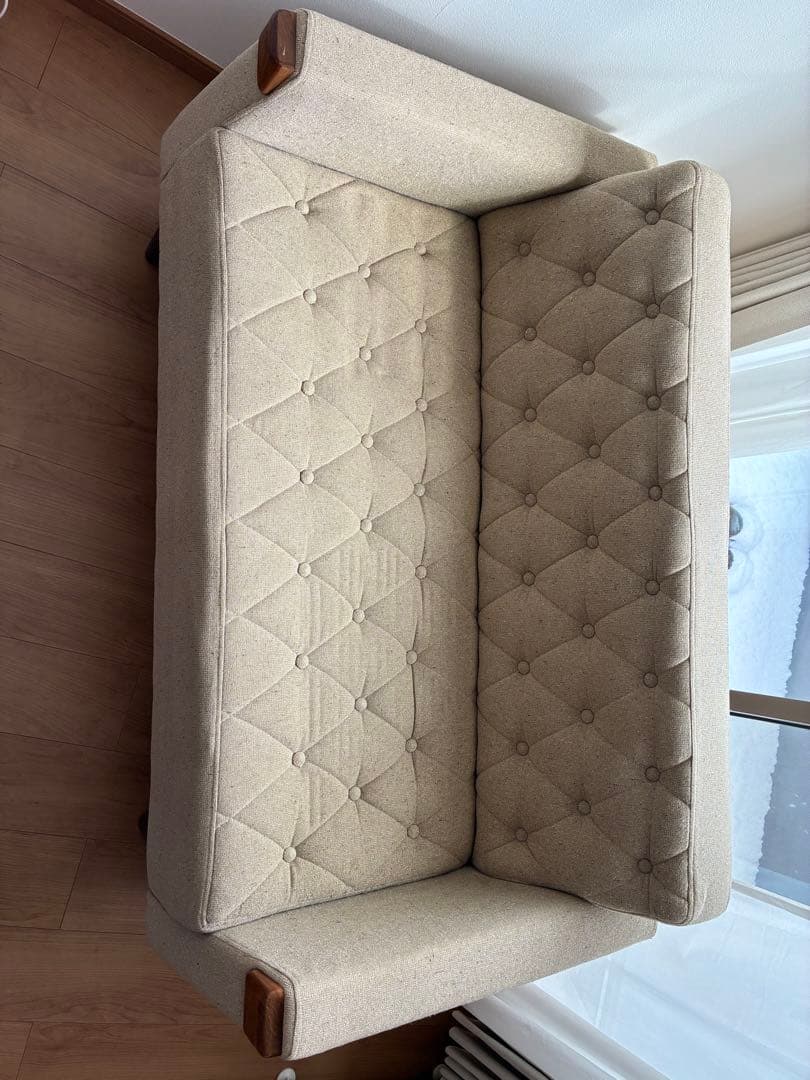 ベージュ ファブリックソファ 2人掛け