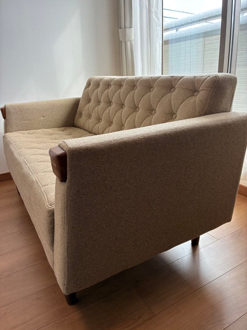 ベージュ ファブリックソファ 2人掛け
