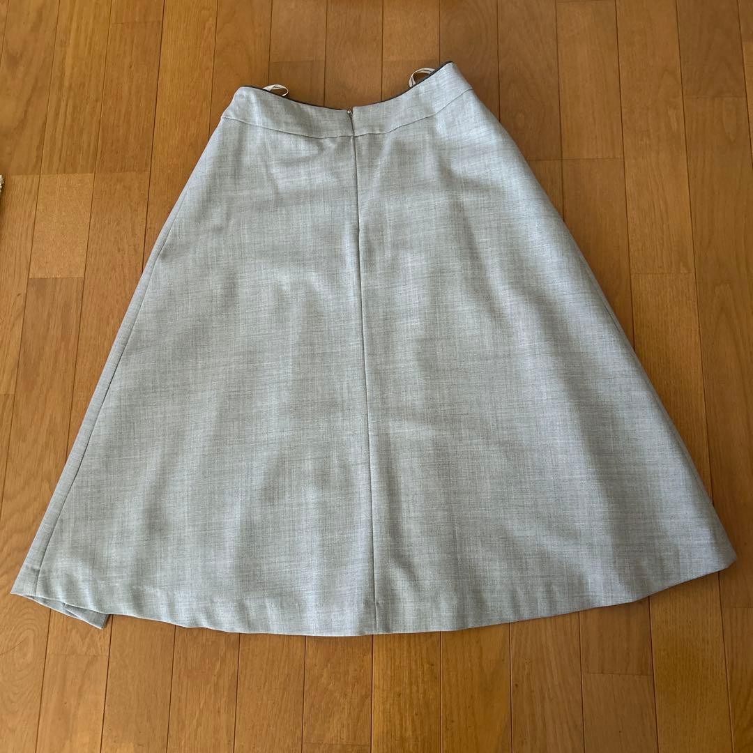 エフデ　ef-de グレー プリーツスカート　11号 スカート　巻きスカート