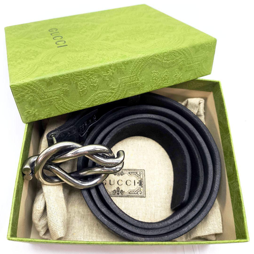 美品 グッチ メンズ ベルト 100 GUCCI 163502 ブラック