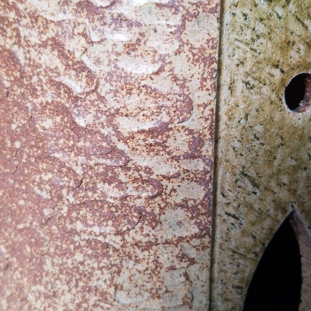 信楽焼傘立て 前茶彫 信楽焼 高さ４２cm