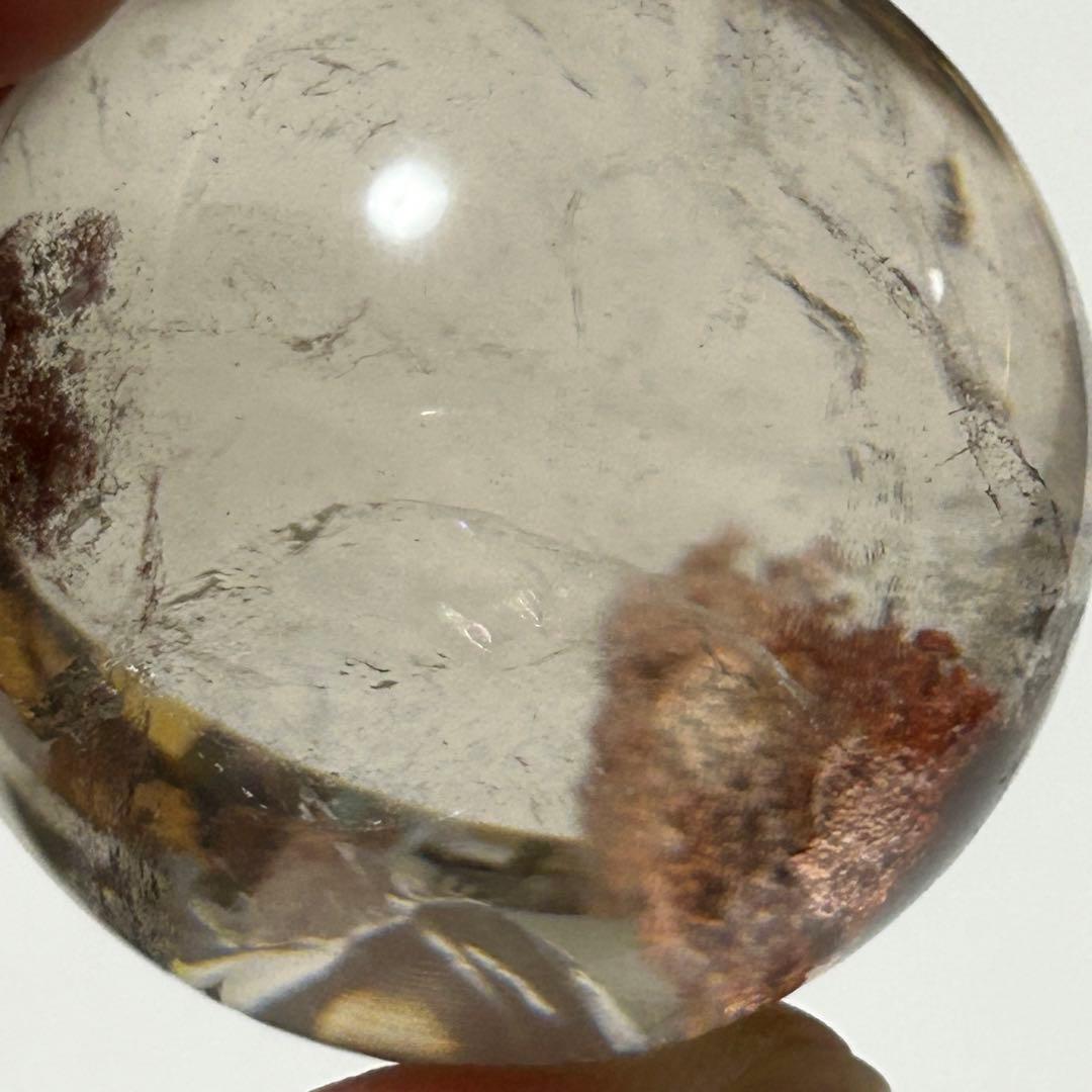 透明感　ライトスモーキー　ガーデンクォーツ　赤ピンク　直径4cm 重さ88g