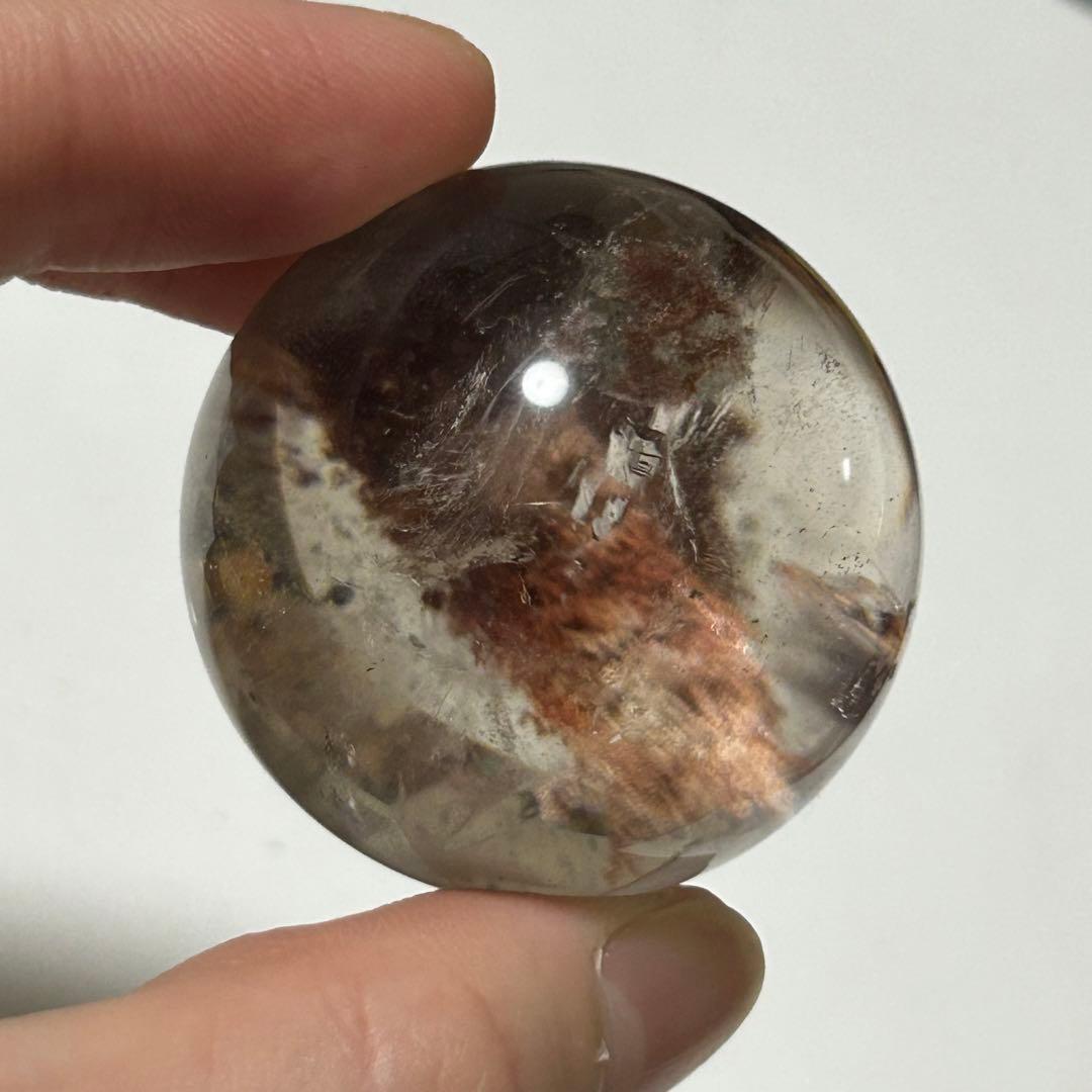 透明感　ライトスモーキー　ガーデンクォーツ　赤ピンク　直径4cm 重さ88g