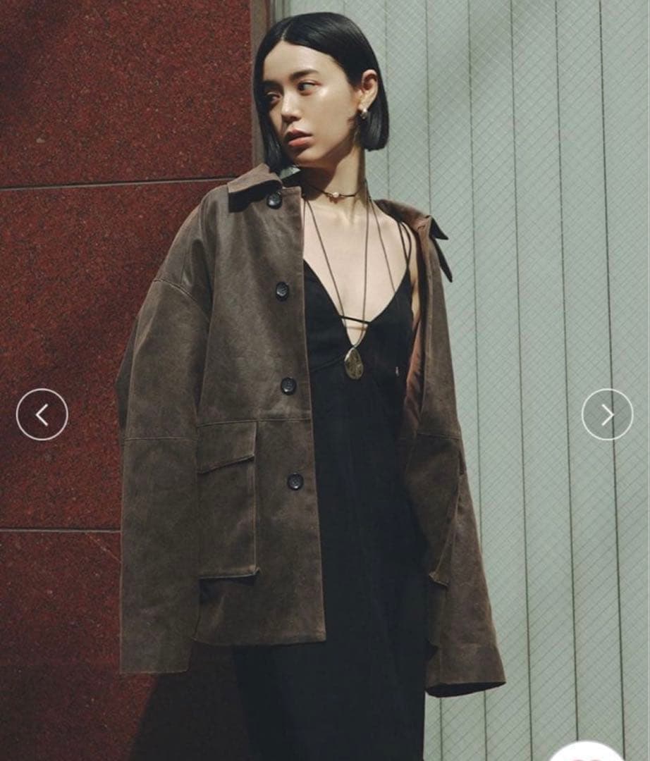 ミースロエ　フェイクレザーカバーオールジャケット