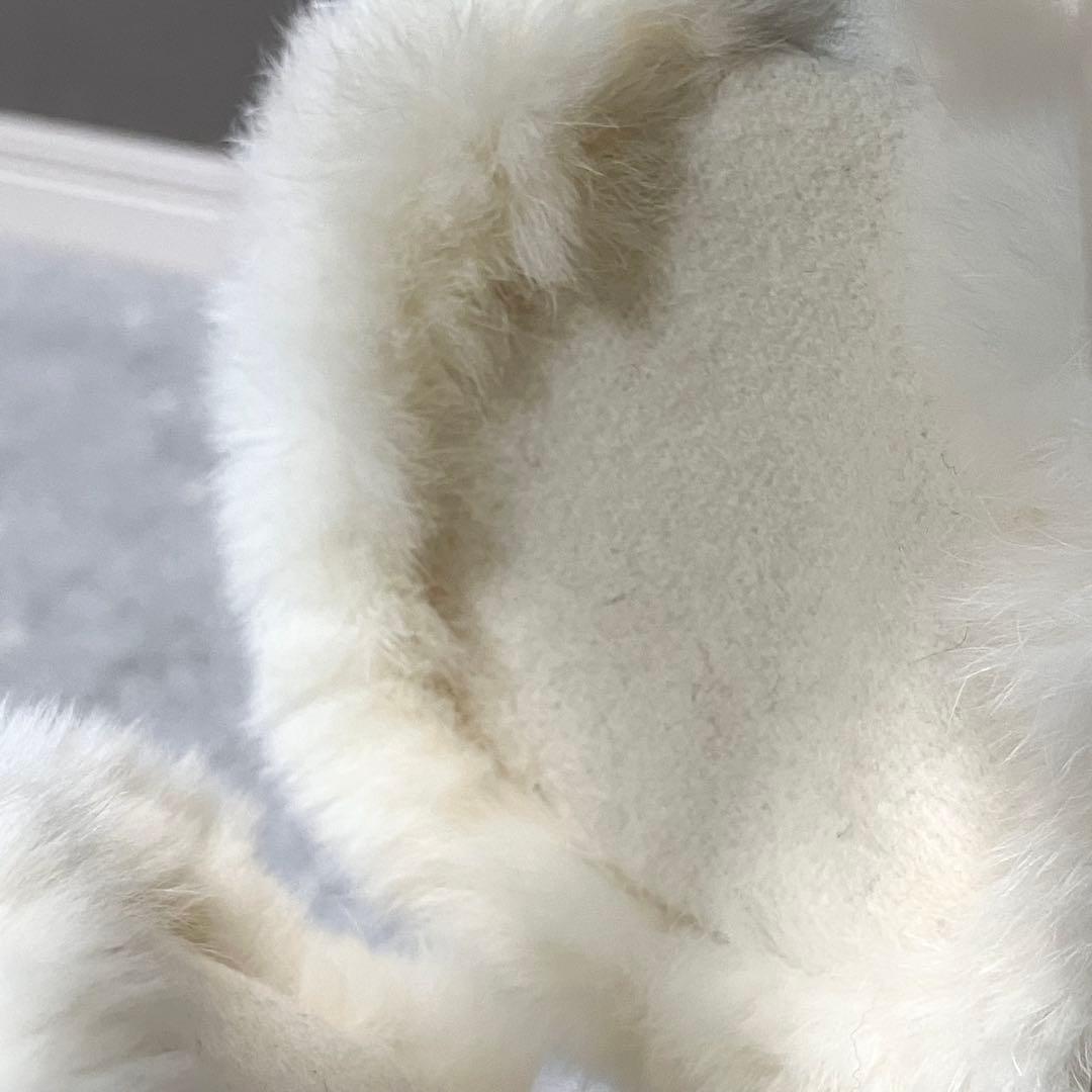 グッチ［イヤーマフ］シマ　GG　レザー　ファー　紐付き　モコモコ　耳あて