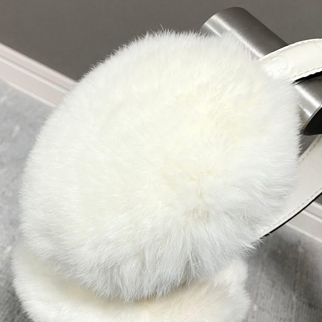 グッチ［イヤーマフ］シマ　GG　レザー　ファー　紐付き　モコモコ　耳あて